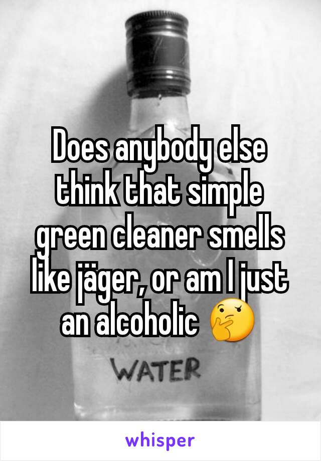 Does anybody else think that simple green cleaner smells like jäger, or am I just an alcoholic 🤔