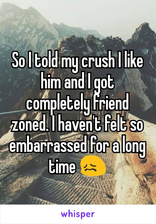 So I told my crush I like him and I got completely friend zoned. I haven't felt so embarrassed for a long time 😖