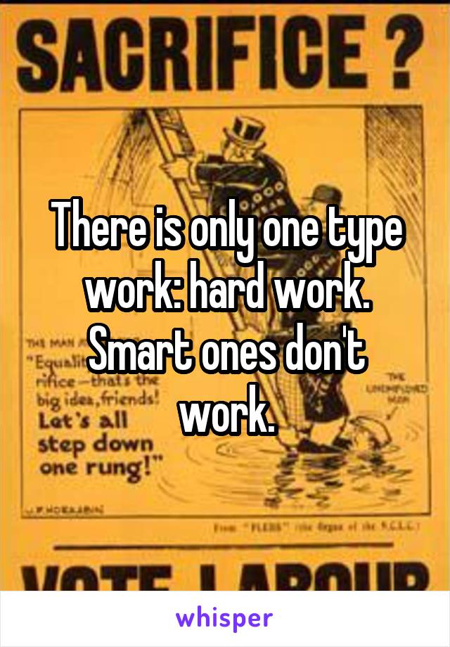 There is only one type work: hard work.
Smart ones don't work.