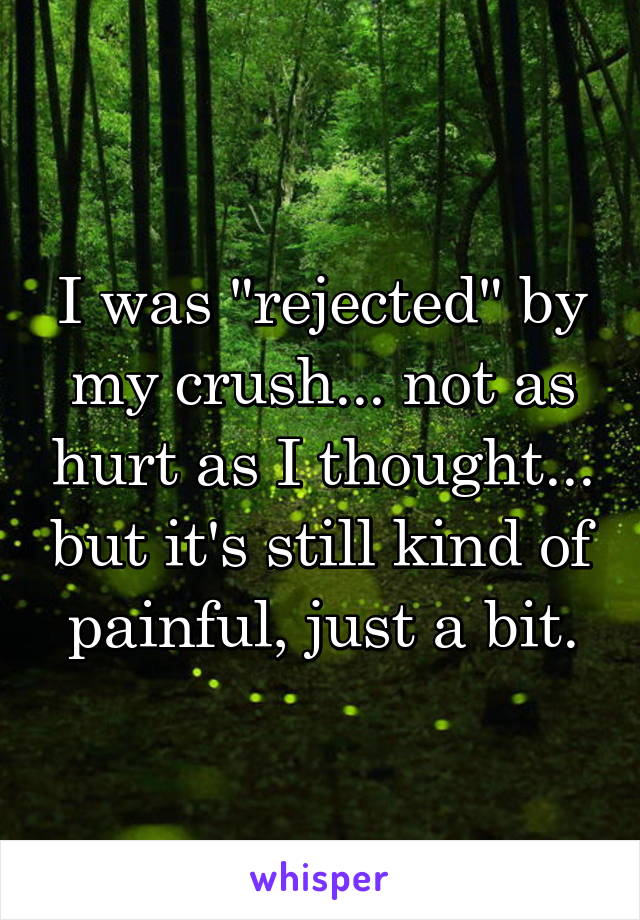 I was "rejected" by my crush... not as hurt as I thought... but it's still kind of painful, just a bit.