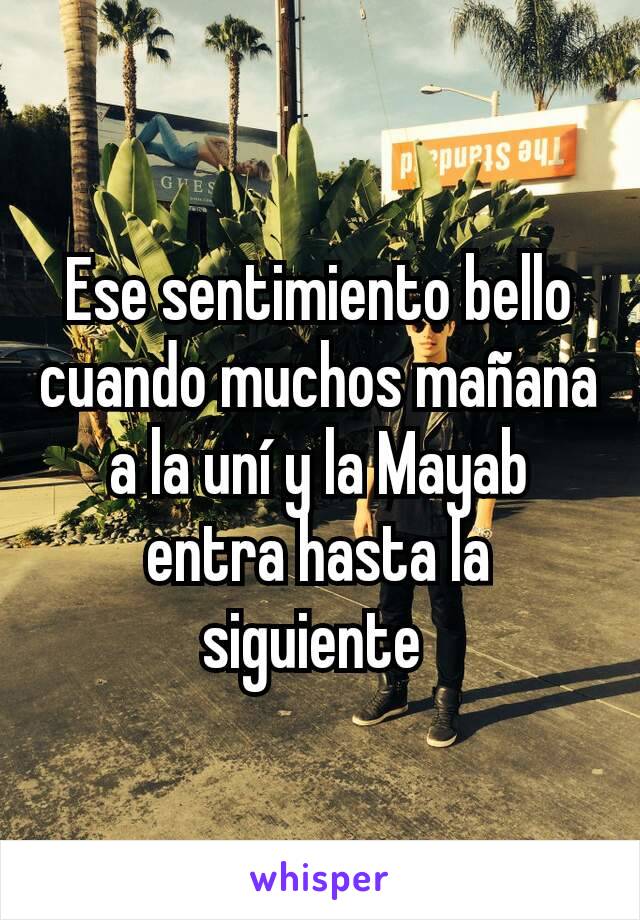 Ese sentimiento bello cuando muchos mañana a la uní y la Mayab entra hasta la siguiente 