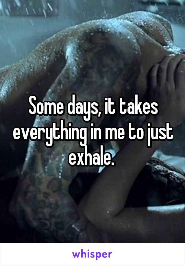 Some days, it takes everything in me to just exhale. 