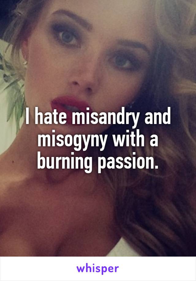 I hate misandry and misogyny with a burning passion.