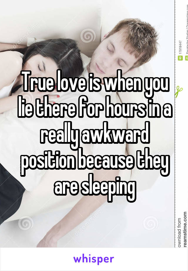 True love is when you lie there for hours in a really awkward position because they are sleeping