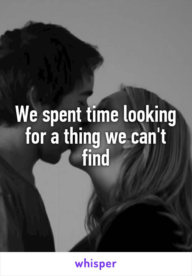 We spent time looking for a thing we can't find