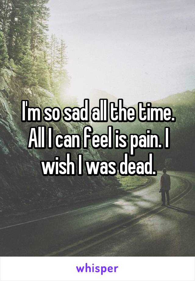 I'm so sad all the time. All I can feel is pain. I wish I was dead.