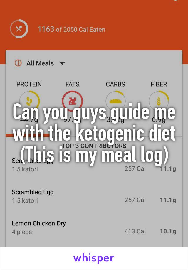 Can you guys guide me with the ketogenic diet
(This is my meal log)