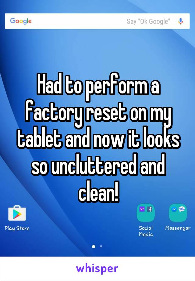 Had to perform a factory reset on my tablet and now it looks so uncluttered and clean!