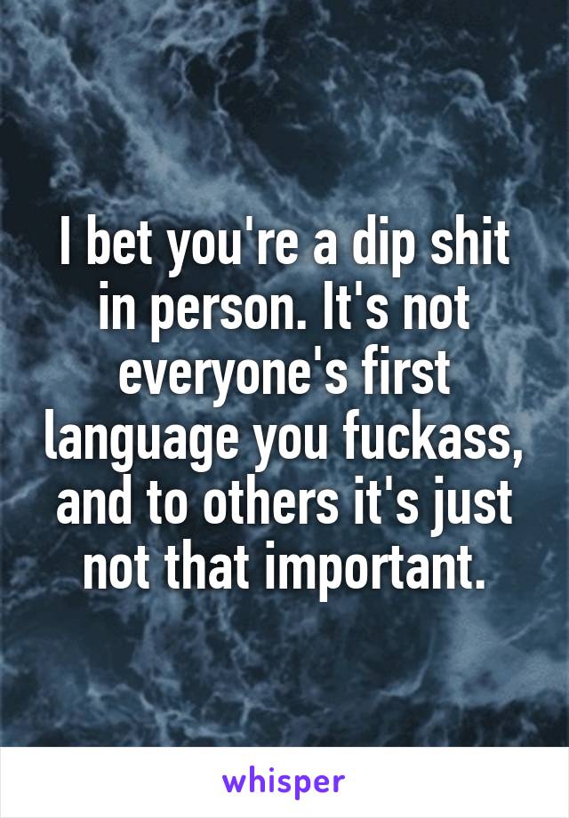 I bet you're a dip shit in person. It's not everyone's first language you fuckass, and to others it's just not that important.