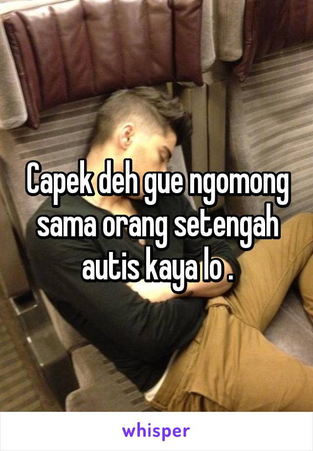 Capek deh gue ngomong sama orang setengah autis kaya lo .