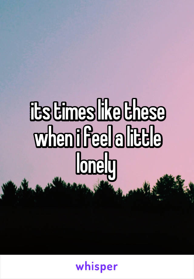 its times like these when i feel a little lonely 