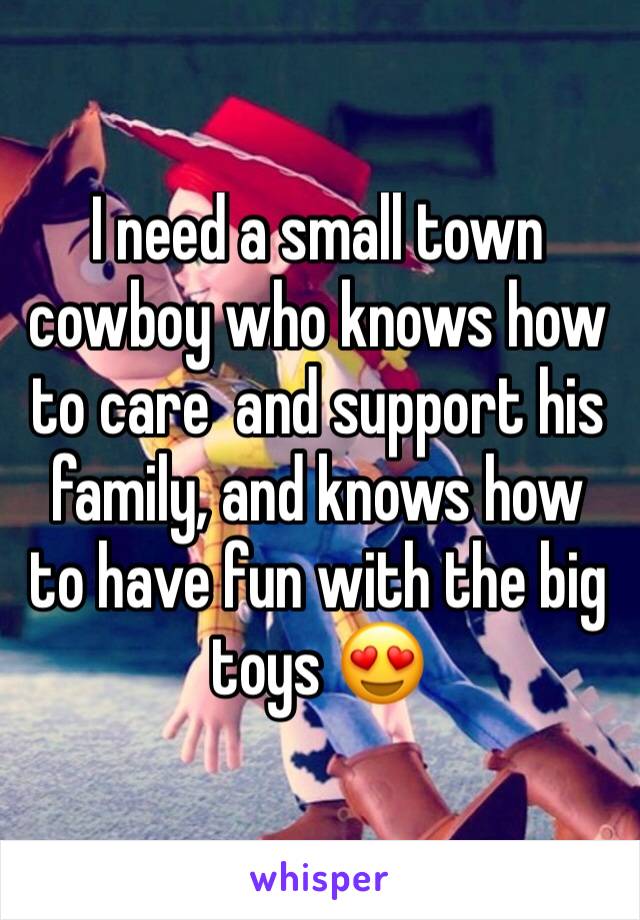 I need a small town cowboy who knows how to care  and support his family, and knows how to have fun with the big toys 😍