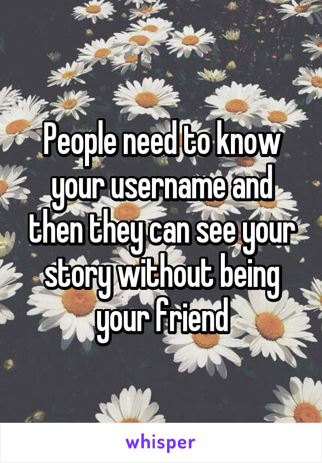 People need to know your username and then they can see your story without being your friend