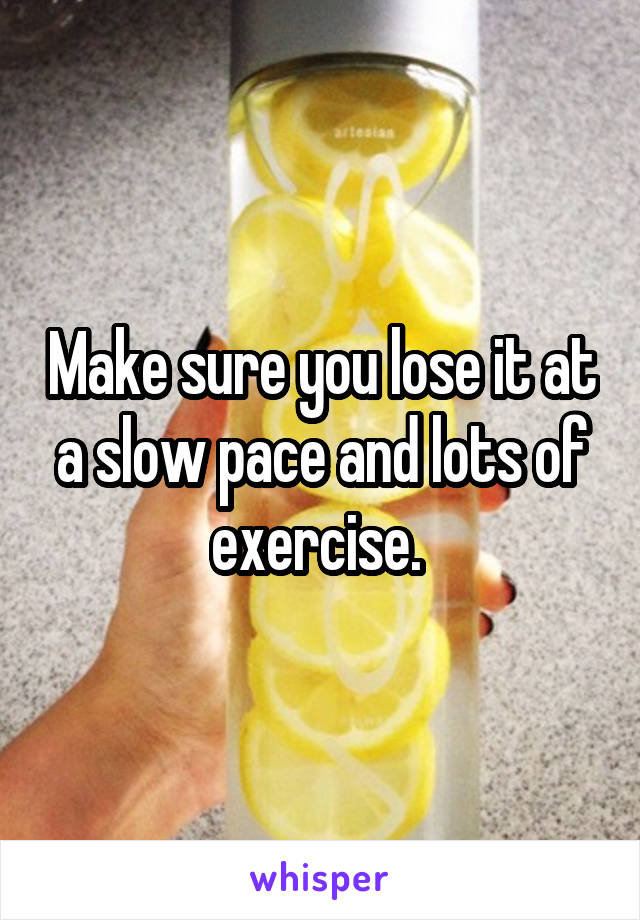 Make sure you lose it at a slow pace and lots of exercise. 