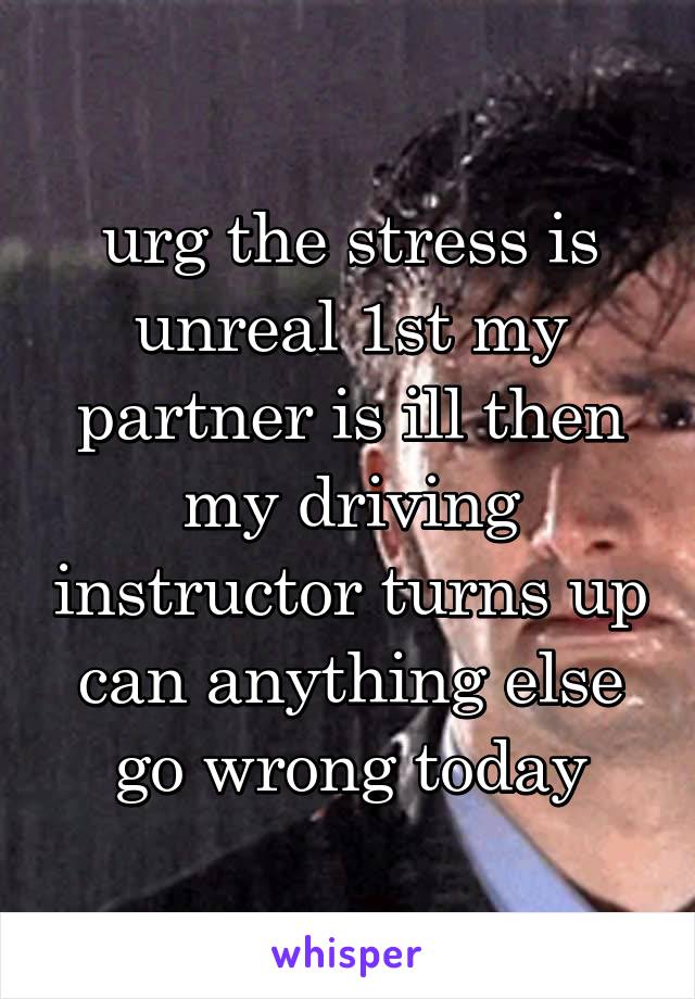 urg the stress is unreal 1st my partner is ill then my driving instructor turns up can anything else go wrong today