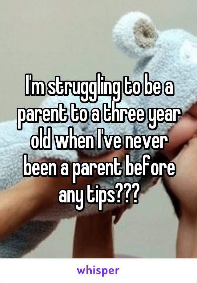 I'm struggling to be a parent to a three year old when I've never been a parent before any tips???