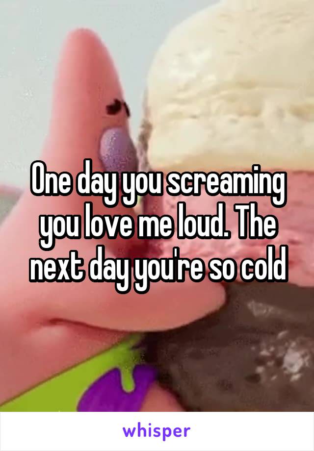 One day you screaming you love me loud. The next day you're so cold