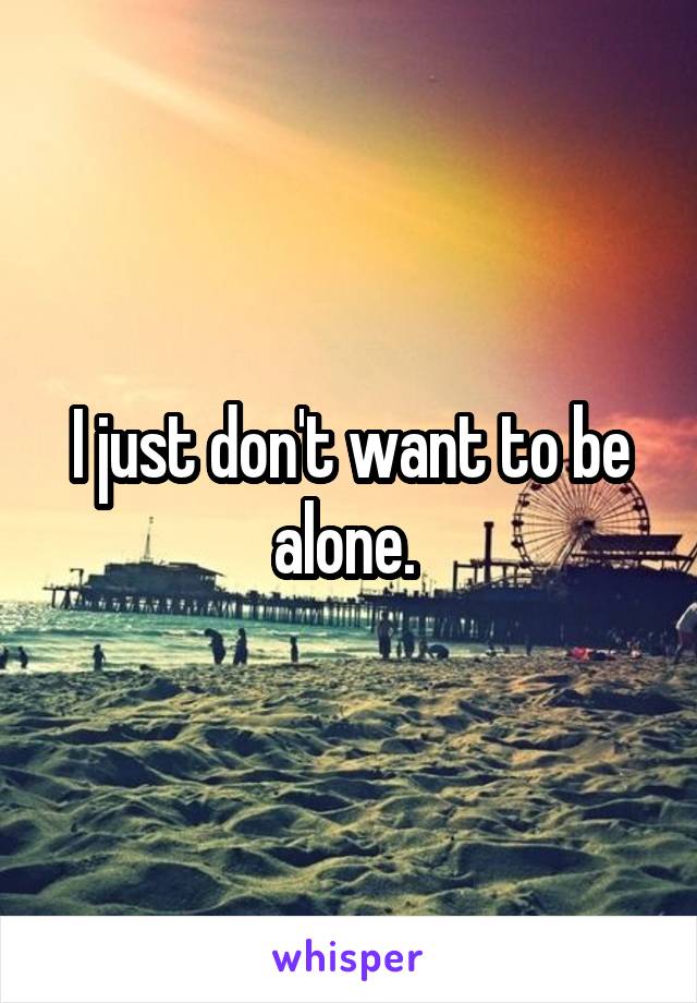 I just don't want to be alone. 