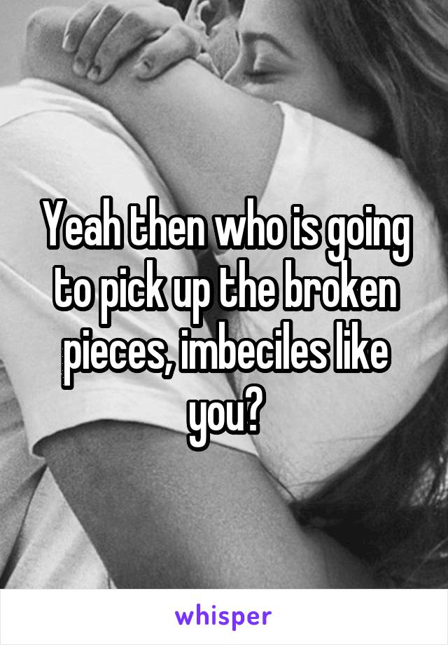 Yeah then who is going to pick up the broken pieces, imbeciles like you?