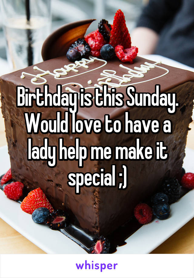 Birthday is this Sunday. Would love to have a lady help me make it special ;)