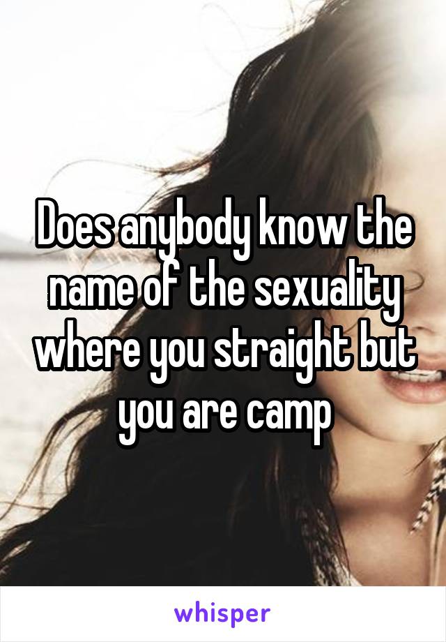 Does anybody know the name of the sexuality where you straight but you are camp