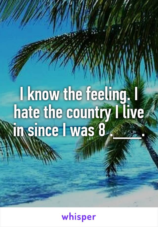 I know the feeling. I hate the country I live in since I was 8 .___.