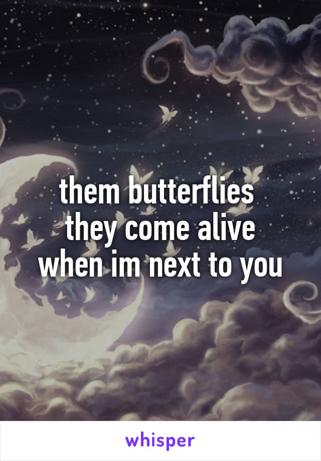 them butterflies 
they come alive
when im next to you