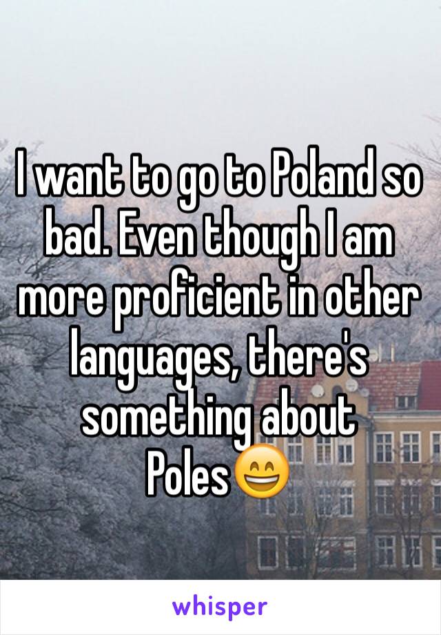 I want to go to Poland so bad. Even though I am more proficient in other languages, there's something about Poles😄