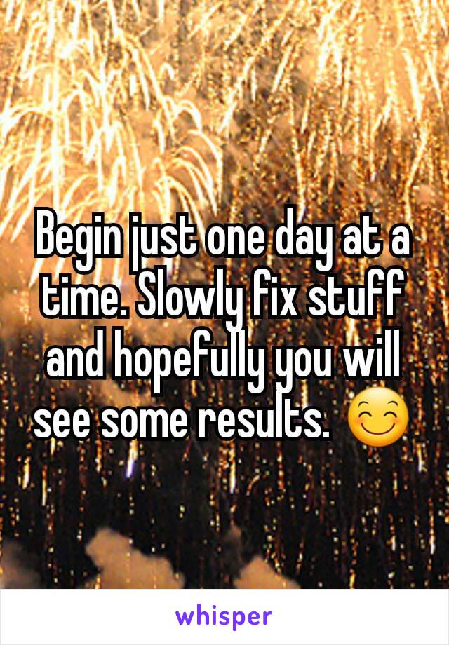 Begin just one day at a time. Slowly fix stuff and hopefully you will see some results. 😊