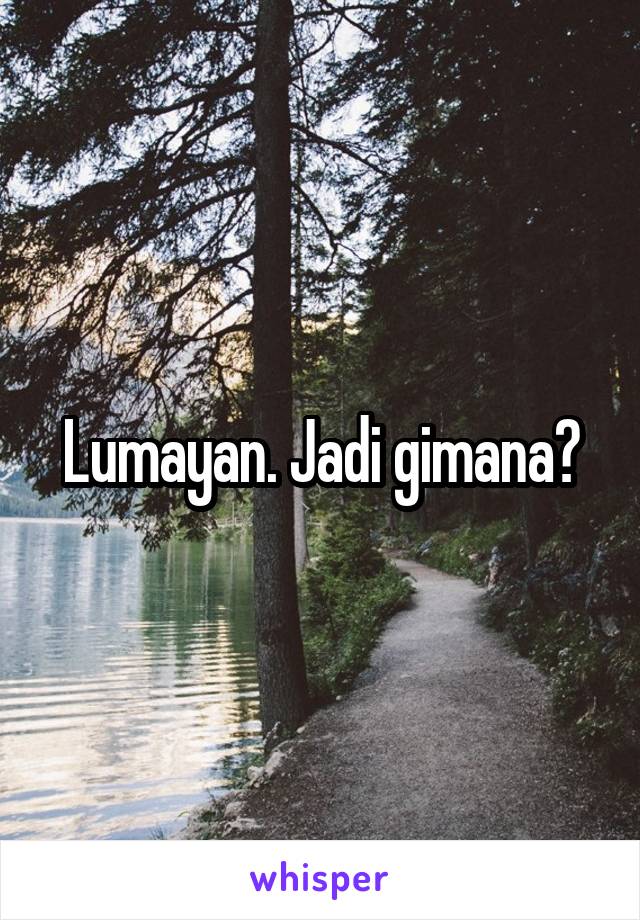 Lumayan. Jadi gimana?