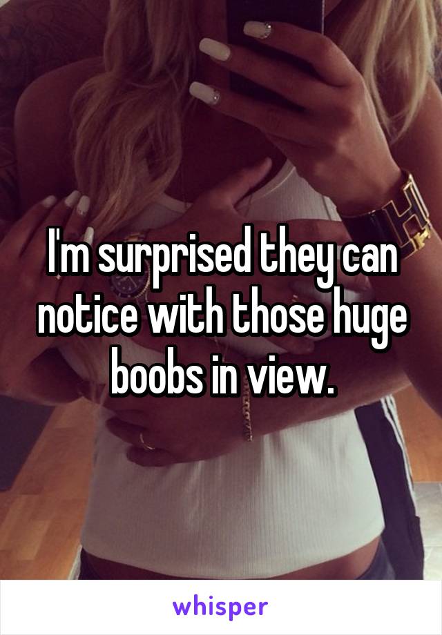 I'm surprised they can notice with those huge boobs in view.