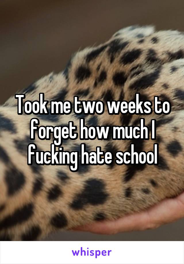 Took me two weeks to forget how much I fucking hate school