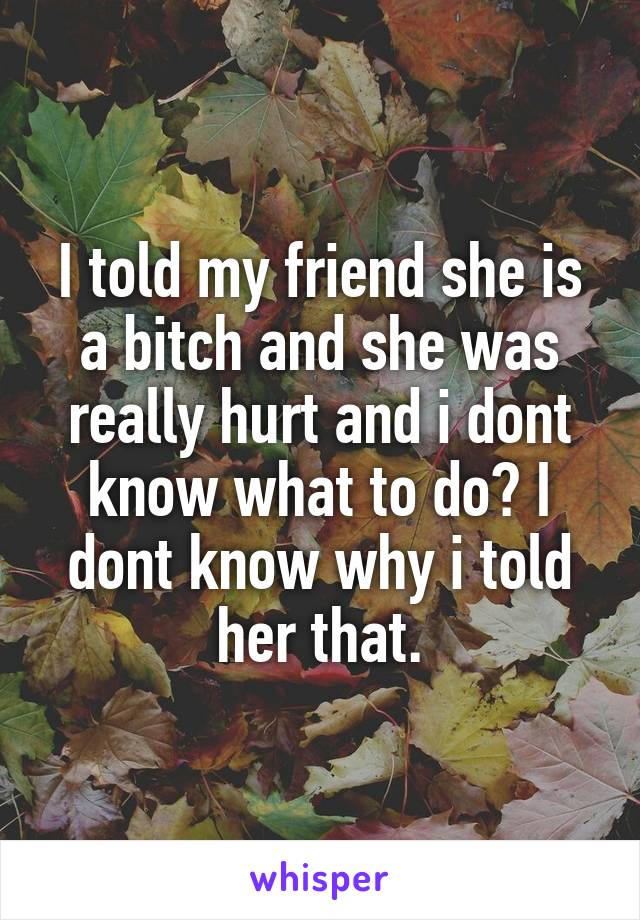 I told my friend she is a bitch and she was really hurt and i dont know what to do? I dont know why i told her that.