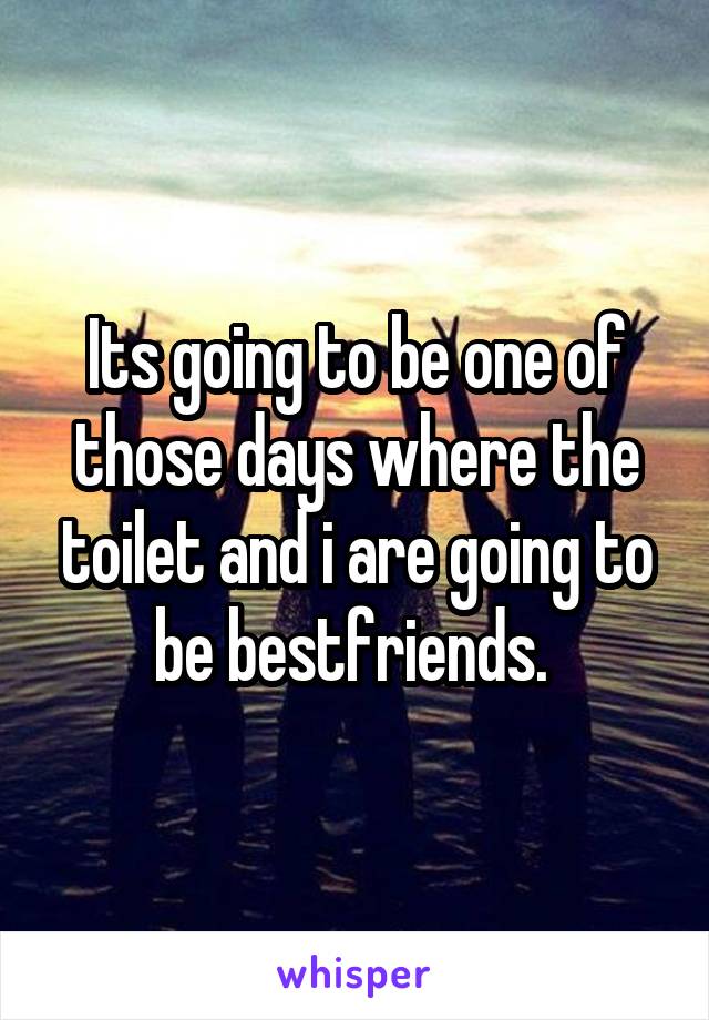 Its going to be one of those days where the toilet and i are going to be bestfriends. 