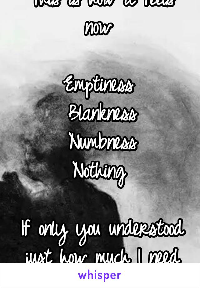 This is how it feels now 

Emptiness 
Blankness
Numbness
Nothing 

If only you understood just how much I need you 