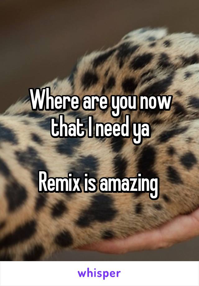 Where are you now that I need ya

Remix is amazing 