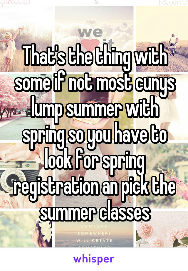 That's the thing with some if not most cunys lump summer with spring so you have to look for spring registration an pick the summer classes