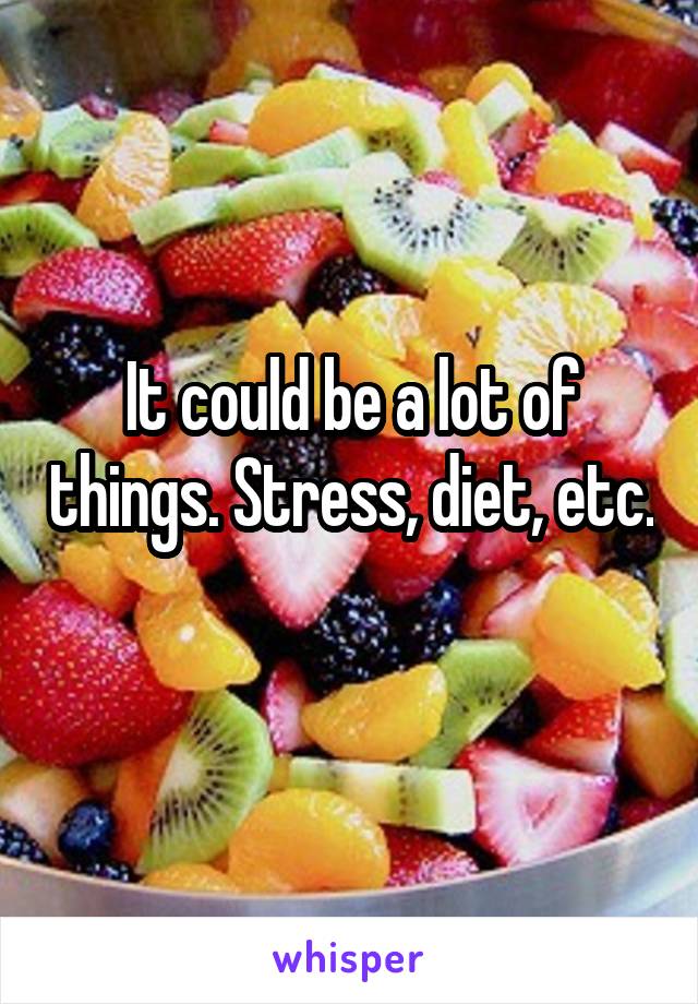 It could be a lot of things. Stress, diet, etc. 