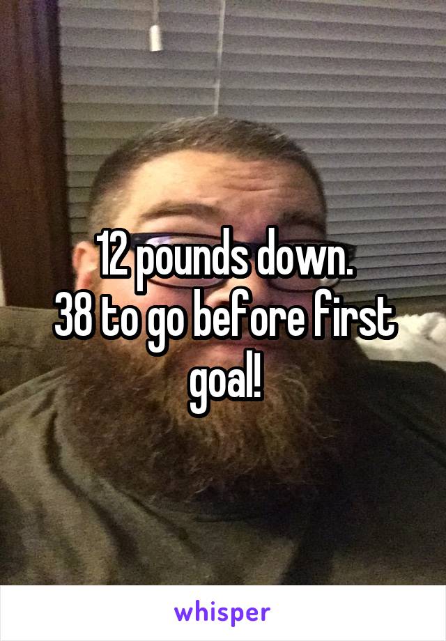 12 pounds down.
38 to go before first goal!