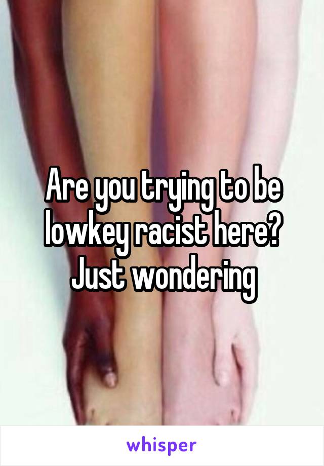 Are you trying to be lowkey racist here? Just wondering