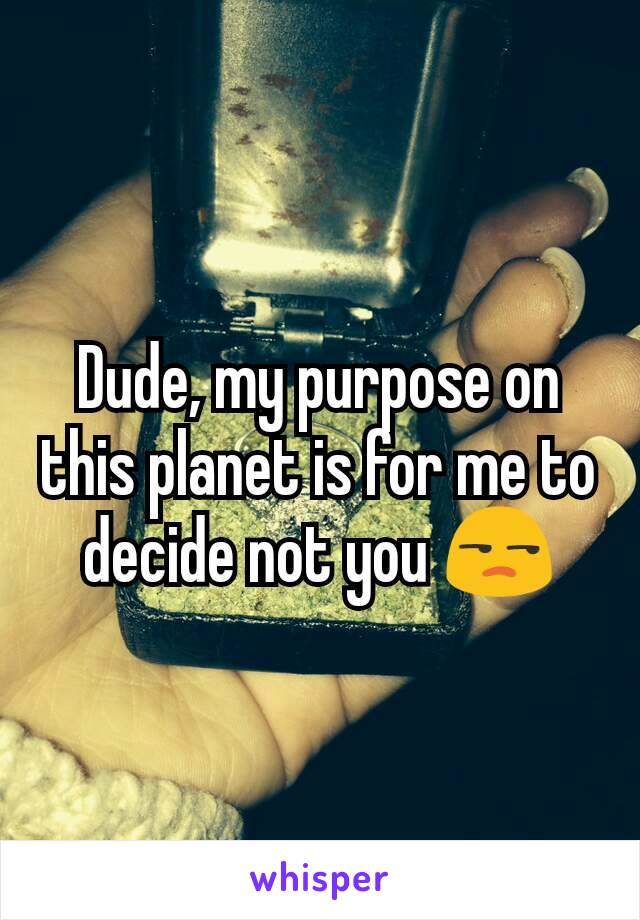 Dude, my purpose on this planet is for me to decide not you 😒