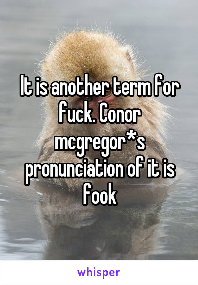 It is another term for fuck. Conor mcgregor*s pronunciation of it is fook