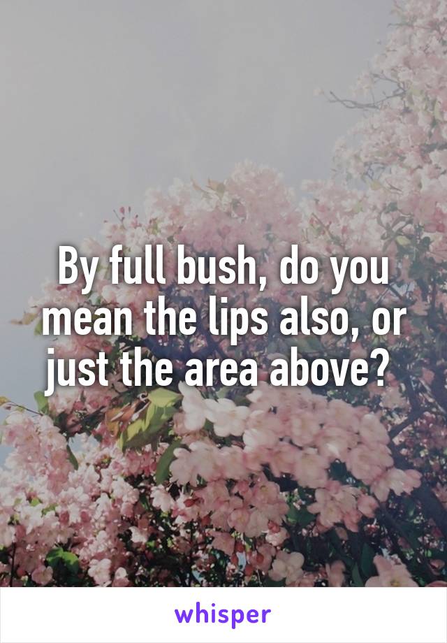 By full bush, do you mean the lips also, or just the area above? 