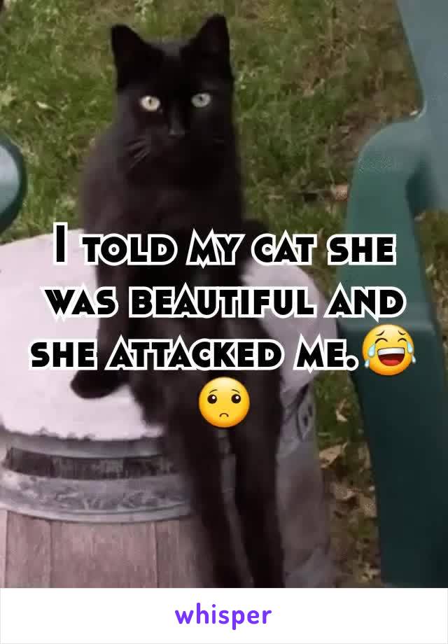 I told my cat she was beautiful and she attacked me.😂🙁