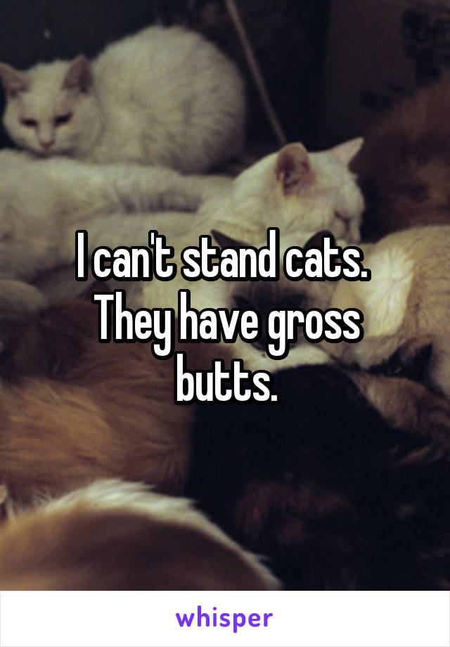 I can't stand cats. 
They have gross butts.