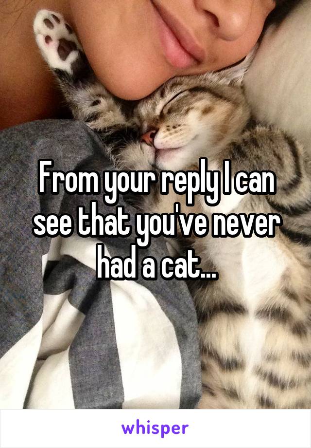 From your reply I can see that you've never had a cat...