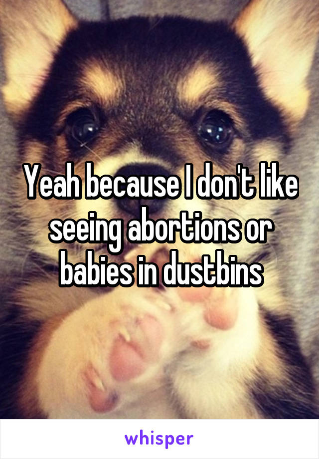 Yeah because I don't like seeing abortions or babies in dustbins