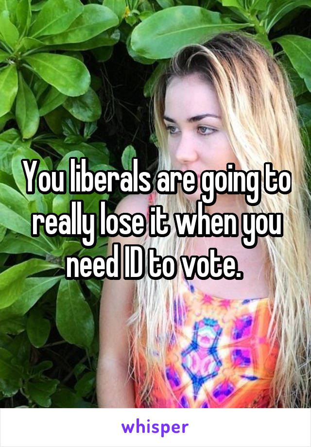 You liberals are going to really lose it when you need ID to vote. 