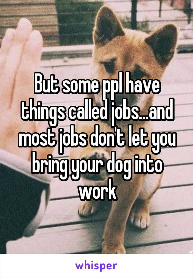 But some ppl have things called jobs...and most jobs don't let you bring your dog into work