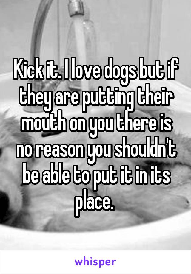 Kick it. I love dogs but if they are putting their mouth on you there is no reason you shouldn't be able to put it in its place. 